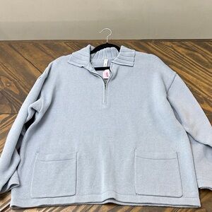 Wishlist Women's Light Blue Oversized V-Neck Sweater